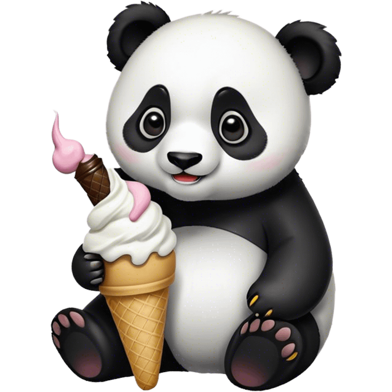 Panda eating ice cream emoji