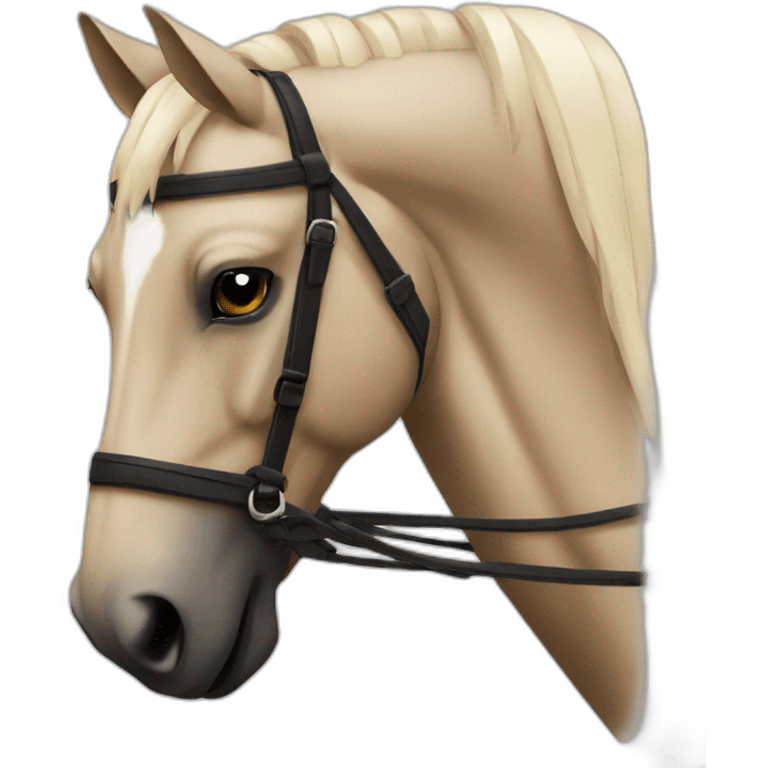 Cheval beige et les crains noirs emoji