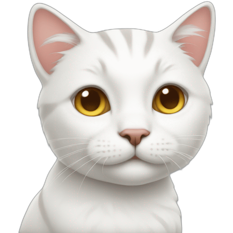 White cat with a striped ear emoji