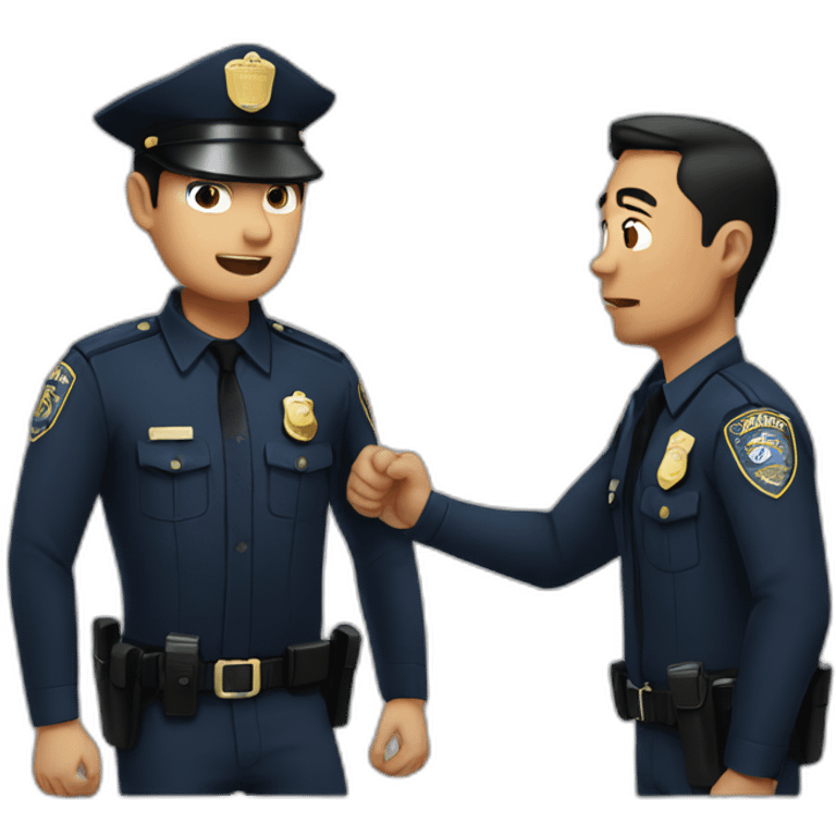 Cop arresting asian man emoji