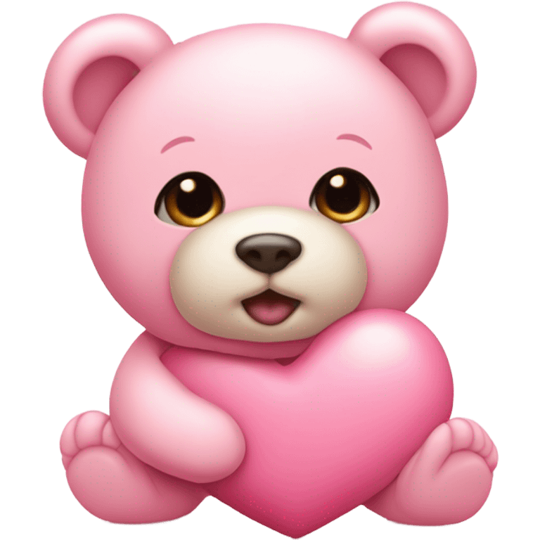 baby pink heart with teddy bear emoji