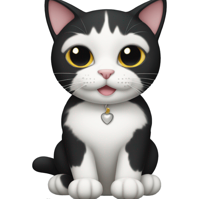 black cat with a white chin and white paws emoji