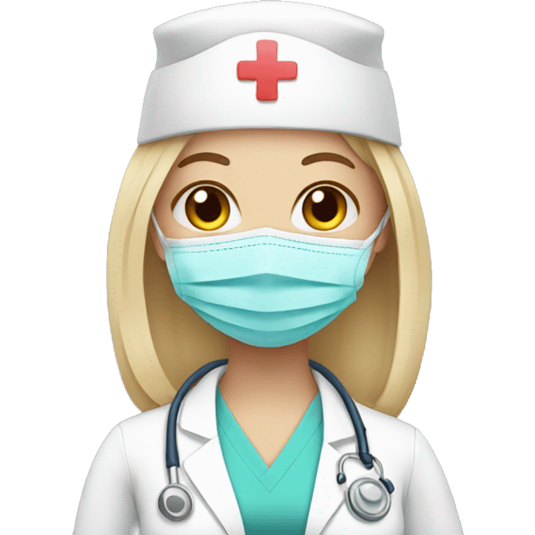 Girl nurse wearing mask  emoji