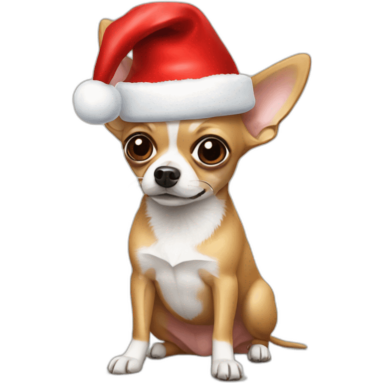 A chihuahua with Xmas hat emoji