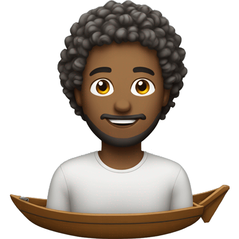 Guy with curly hair on boat emoji