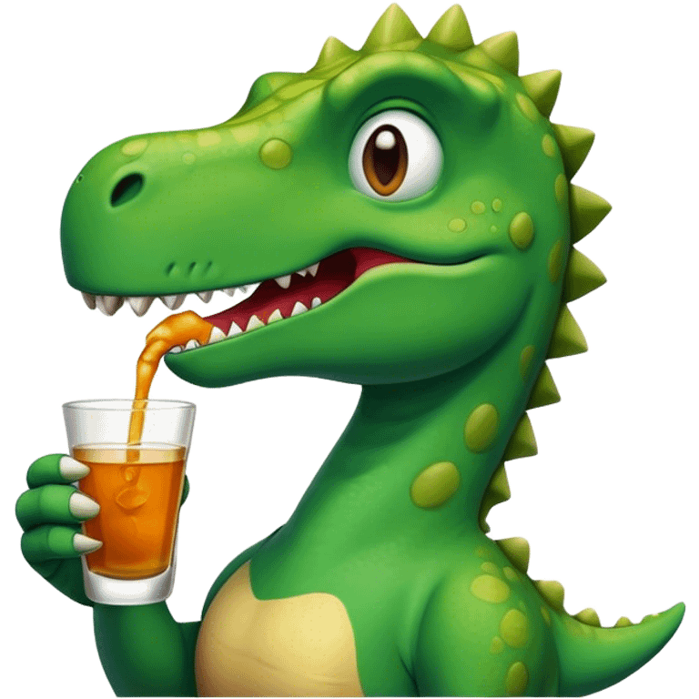 Dinosaur doing a shot of casa migo emoji