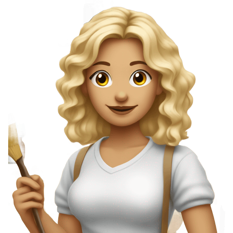 Blonde artist painting emoji