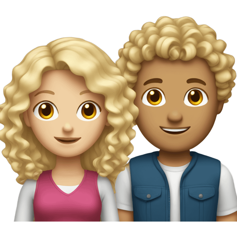 blonde girl and white guy with curly hair emoji