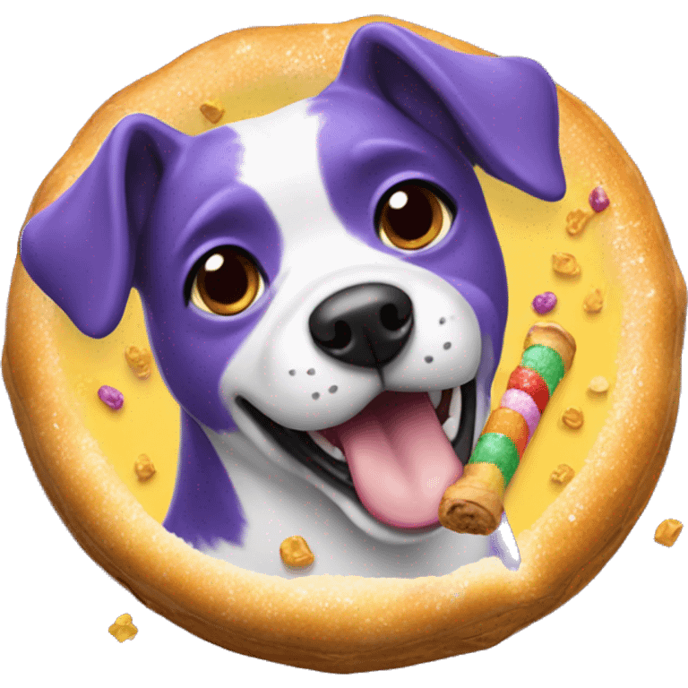 Dog eating king cake emoji