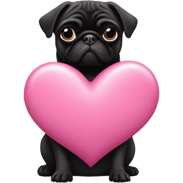 Black pug in a pink heart emoji