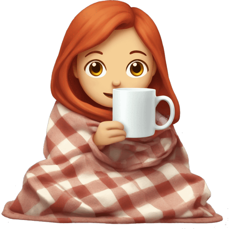 girl with red hair sitting in a blanket and holding a mug of tea girl with red hair sitting in a blanket and holding a mug of tea emoji