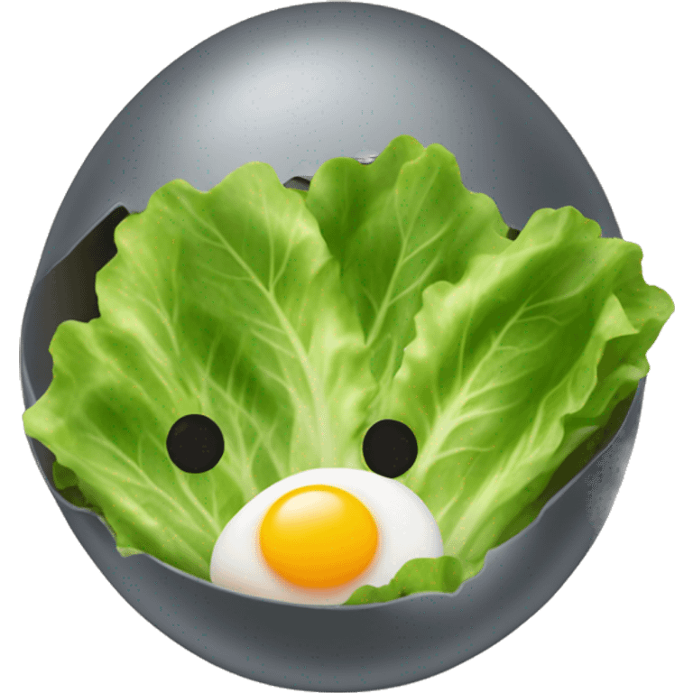 Another dimension where eggs and lettuce leaves coexist together and form new technology to defeat the baked beans  emoji