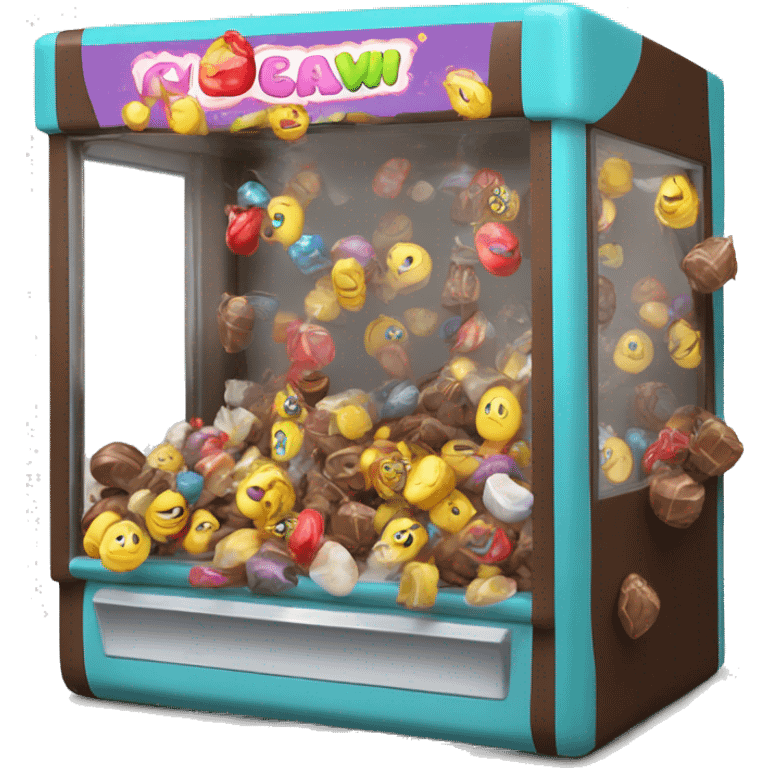 Claw machine with loads of chocolate emoji