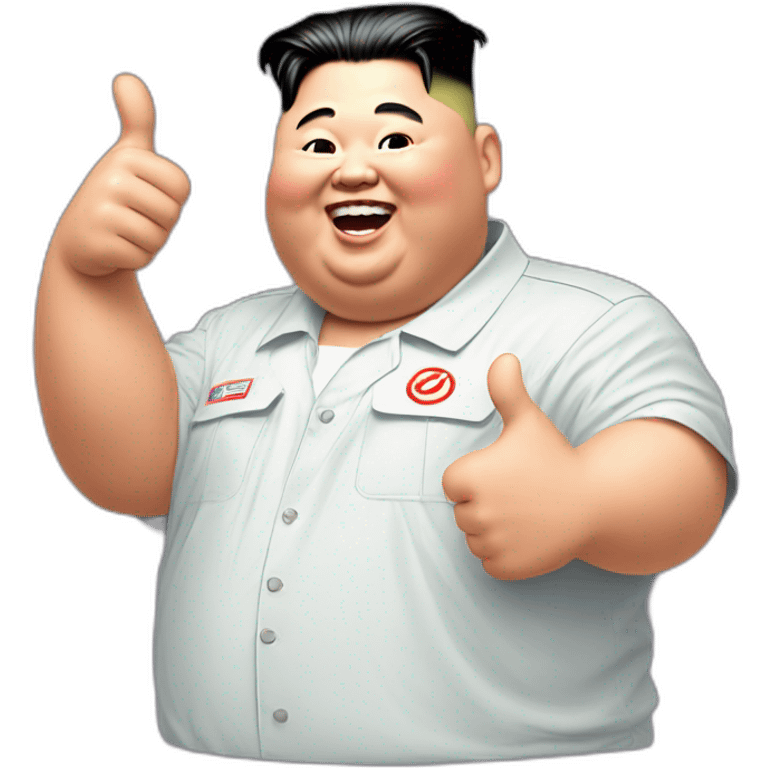 super fat Kim jong un Nike shirt and thumbs up emoji