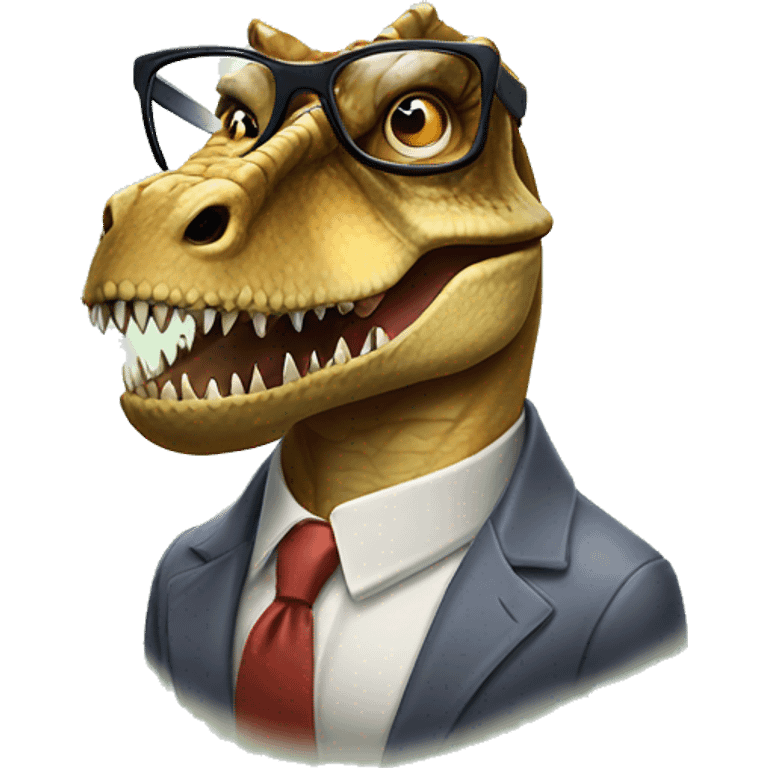 Tyrannosaurus rex wearing glasses, gambling emoji