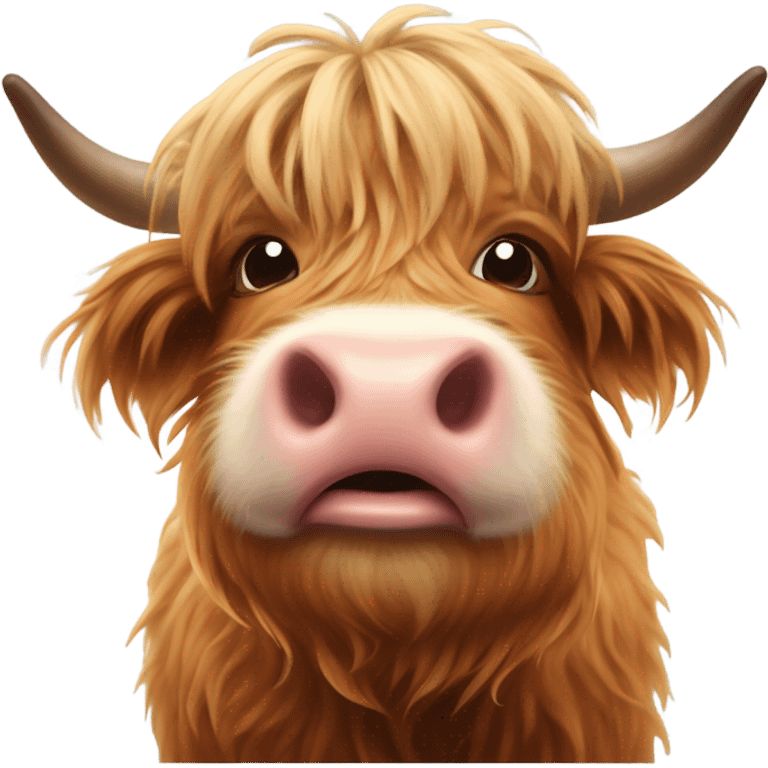 Mini highland cow blowing a kiss emoji