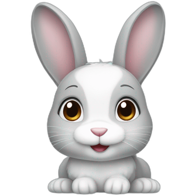 Cute gray and white bunny emoji