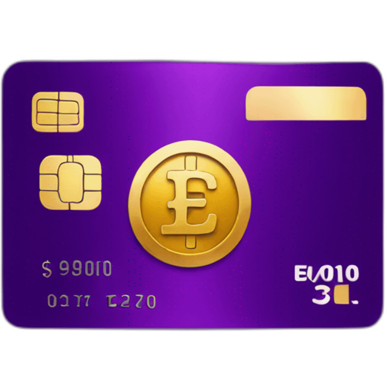 Dark Purple Credit card with huge golden euro sign emoji