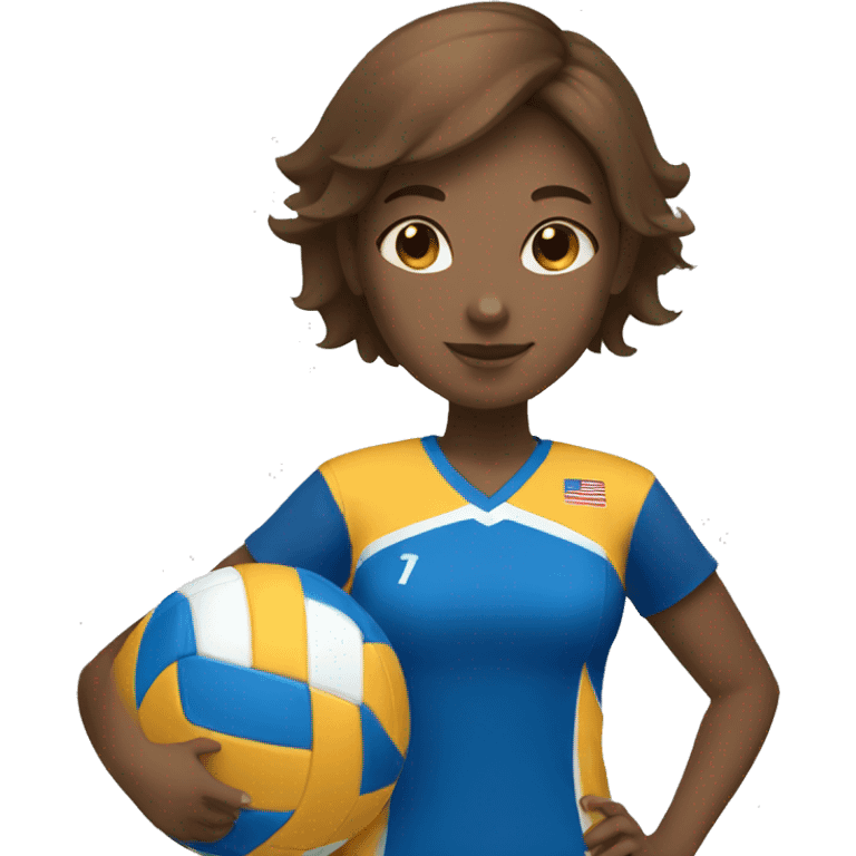 Girl playing voleibol brown short hair number 1 emoji