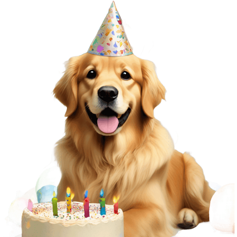 Golden retriever birthday celebration emoji