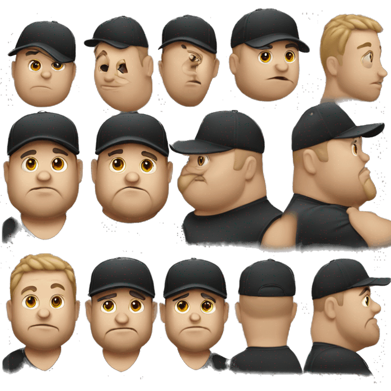 Fat guy using black cap and moletom emoji