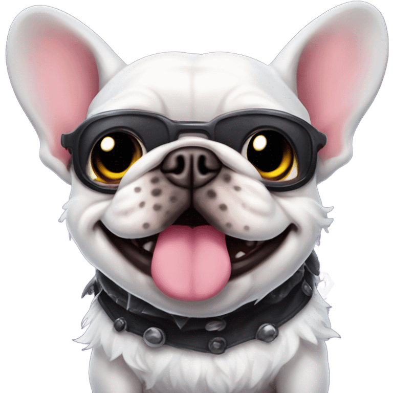 Brindal fluffy frenchie wearing monsters ink costume  emoji