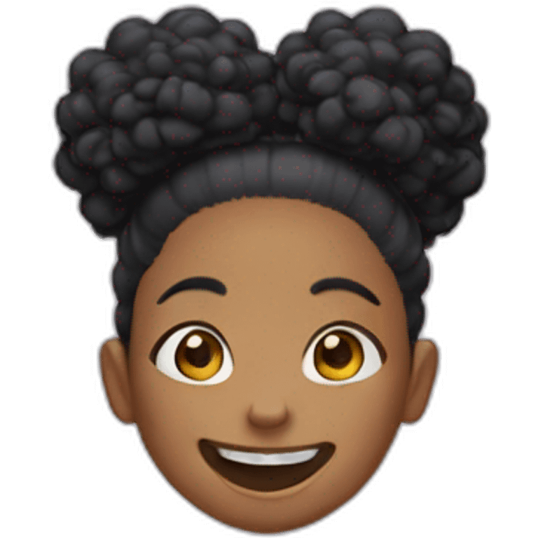 laughing girl with 2 afro puffs emoji