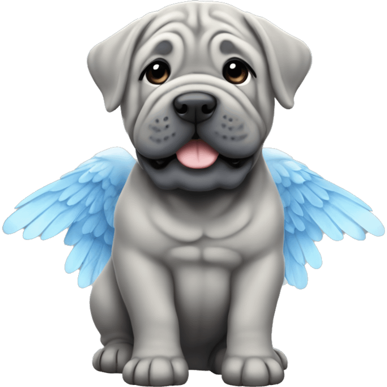 Blue shar Pei with angel wings emoji