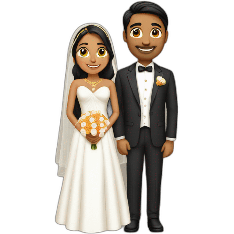 Indian white couple wedding emoji