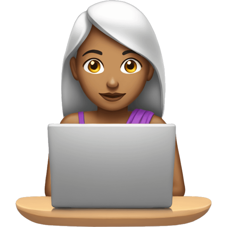 an indian american woman programming on her laptop emoji