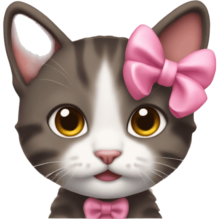 Cute with kitten with a pink bow emoji