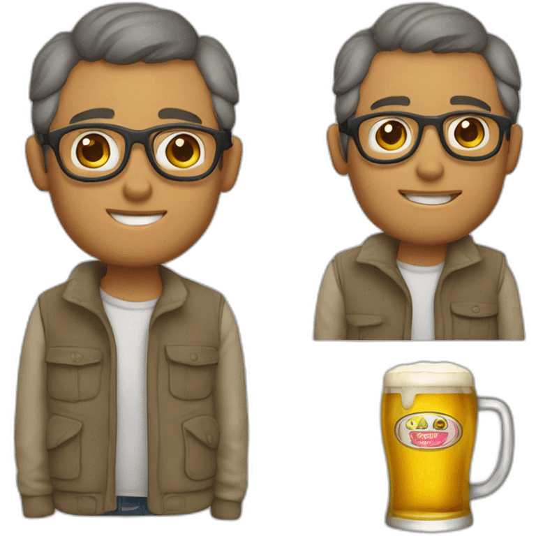 homem careca, óculos, bebendo cerveja emoji