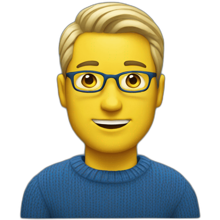 White Man Designer in blue and yellow sweater emoji