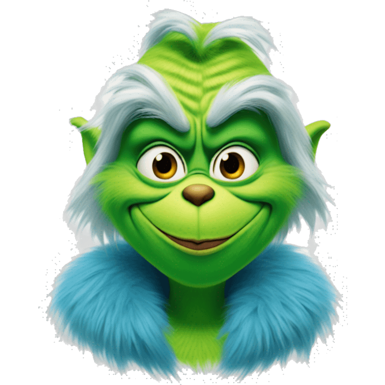 the grinch with blue fur with a smirk emoji