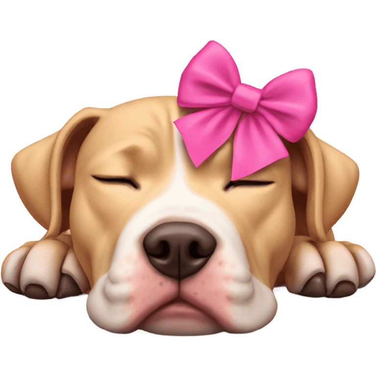 Sleeping blonde pitbull pink bow emoji