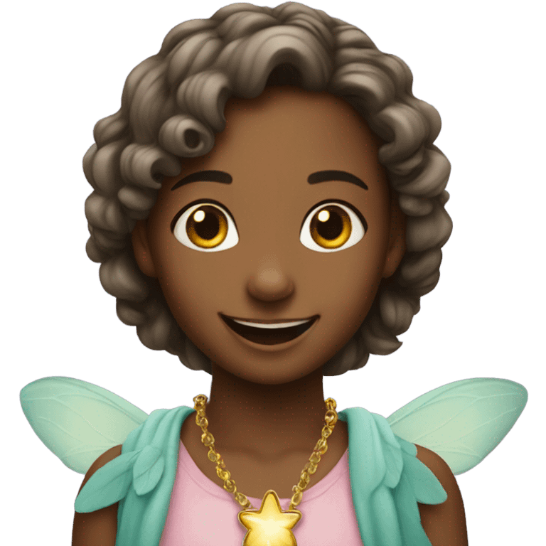 smiling girl with necklace fairy emoji