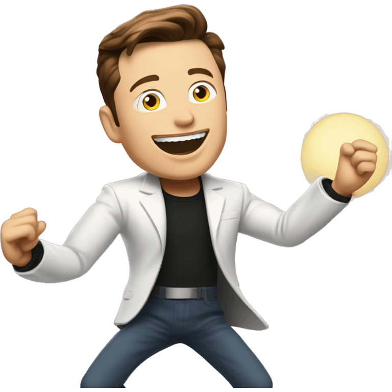 Animated Elon musk dancing and add spaceship in background  emoji