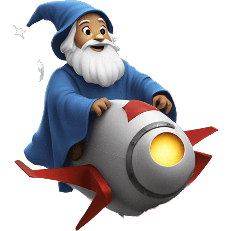 wizard on rocket flying to the moon  emoji