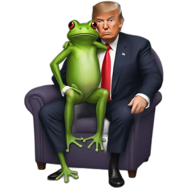 frog sit down on trump emoji