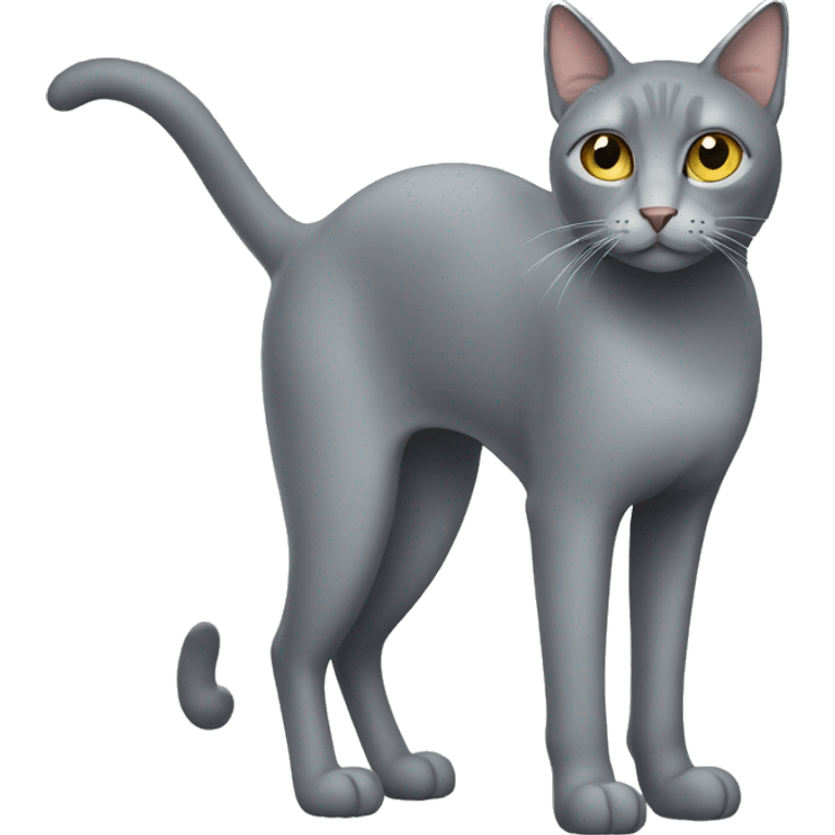 Grey cat with long legs emoji