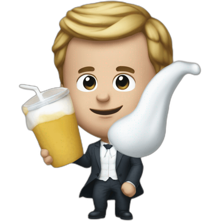 Macron qui boit du lait emoji