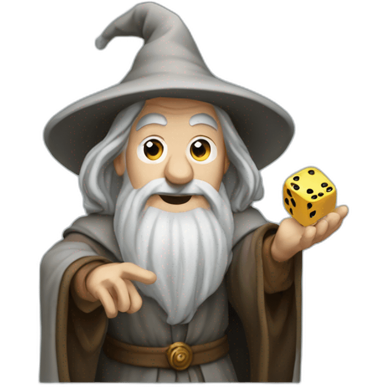 Gandalf throwing a dice emoji