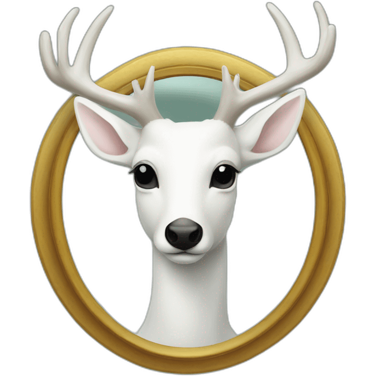 Real white deer reflected mirror emoji