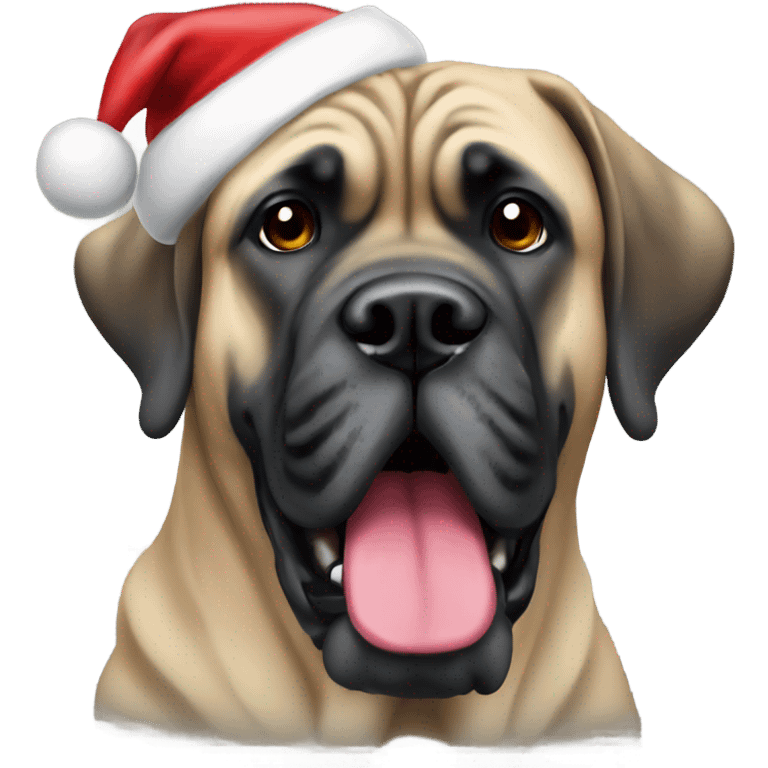 English mastiff with Santa hat emoji