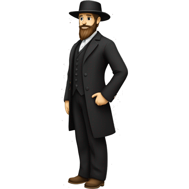 amish straw hat and beard without mustache white skin black suit full body one photo  emoji