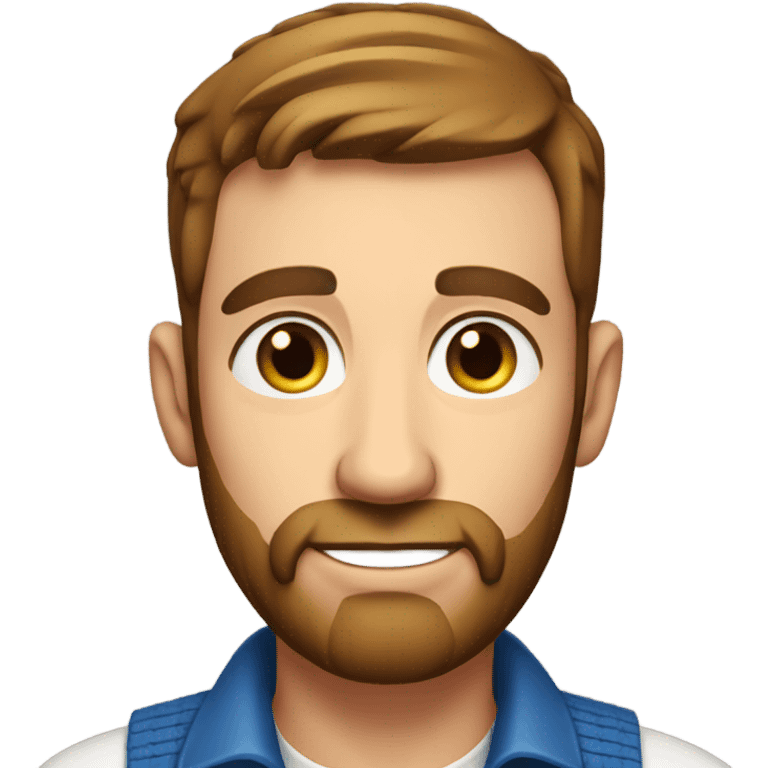 Male farmer, short thin beard (brown hair and BLUE eyes) emoji