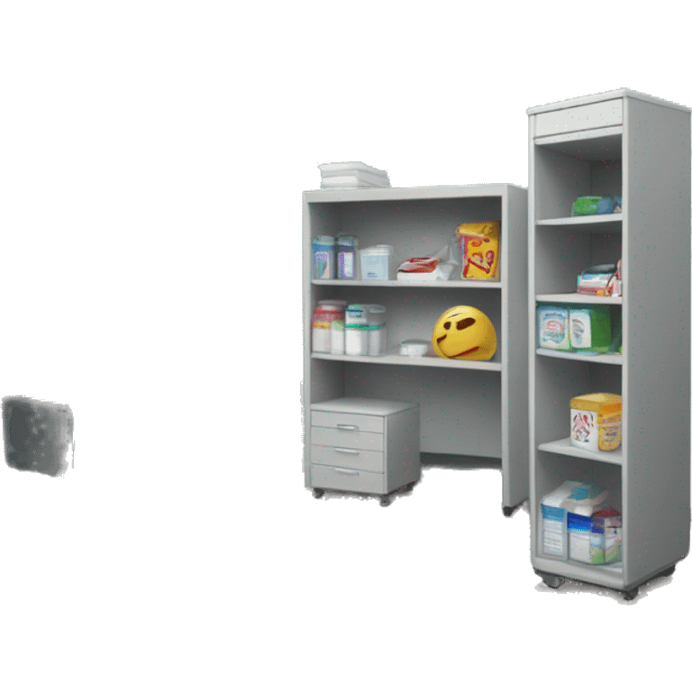 SCHOOL HEALTH ROOM WITH DESK, CHAIR AND HEALTH SUPPLIES emoji