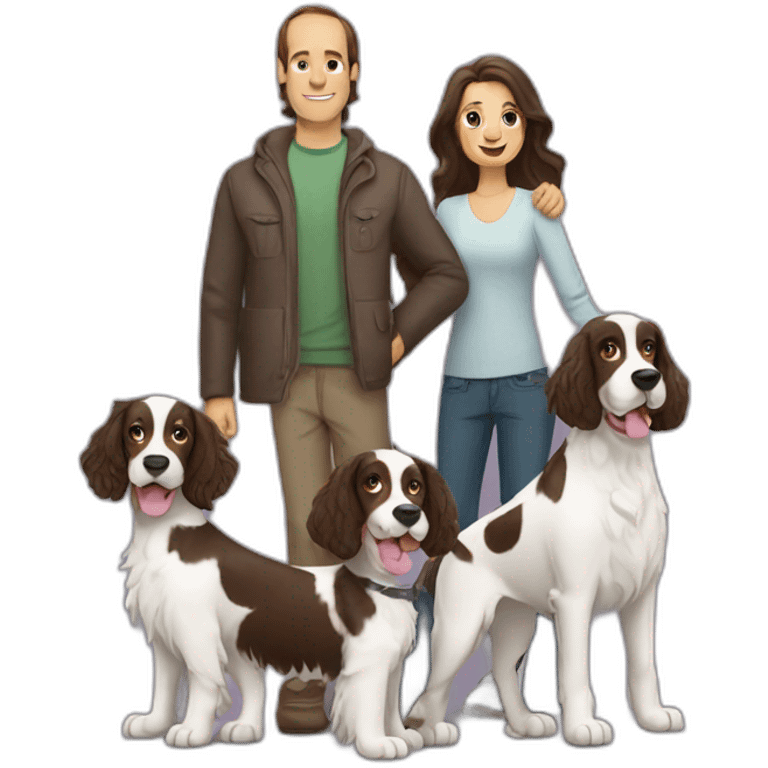 Springer spaniel with woman and man parents emoji