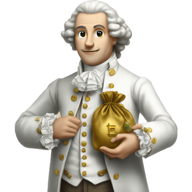 white aristocrat XVIII century with money bag in his hands emoji