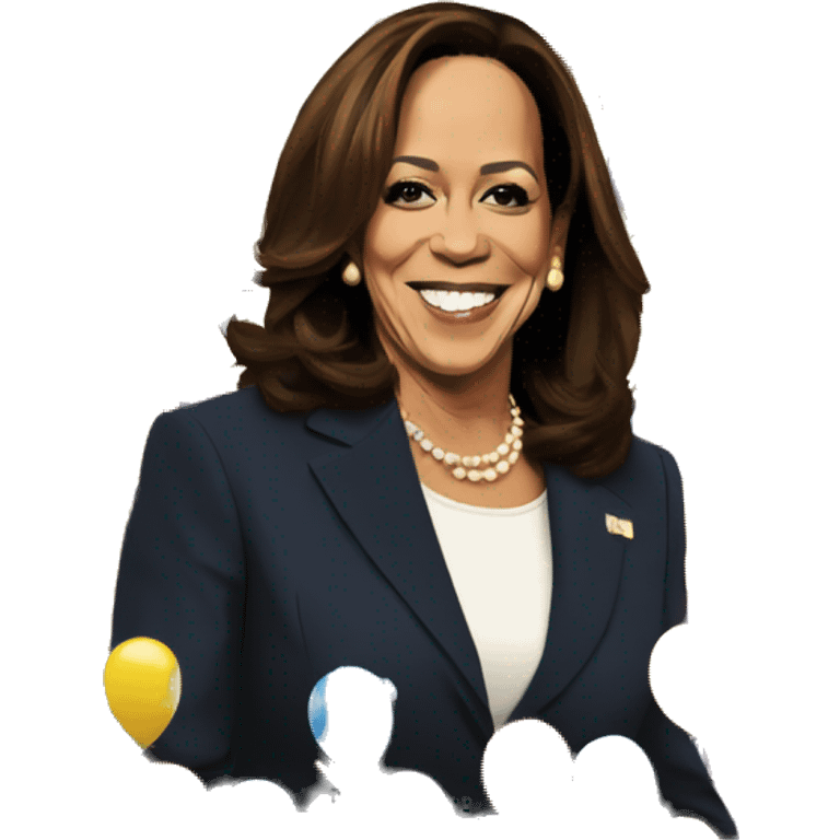 Kamala Harris balloons and confetti emoji